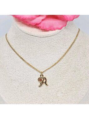 Vintage AVON Gold A Letter Initial Pendant Necklace 80s/90s Costume Jewelry